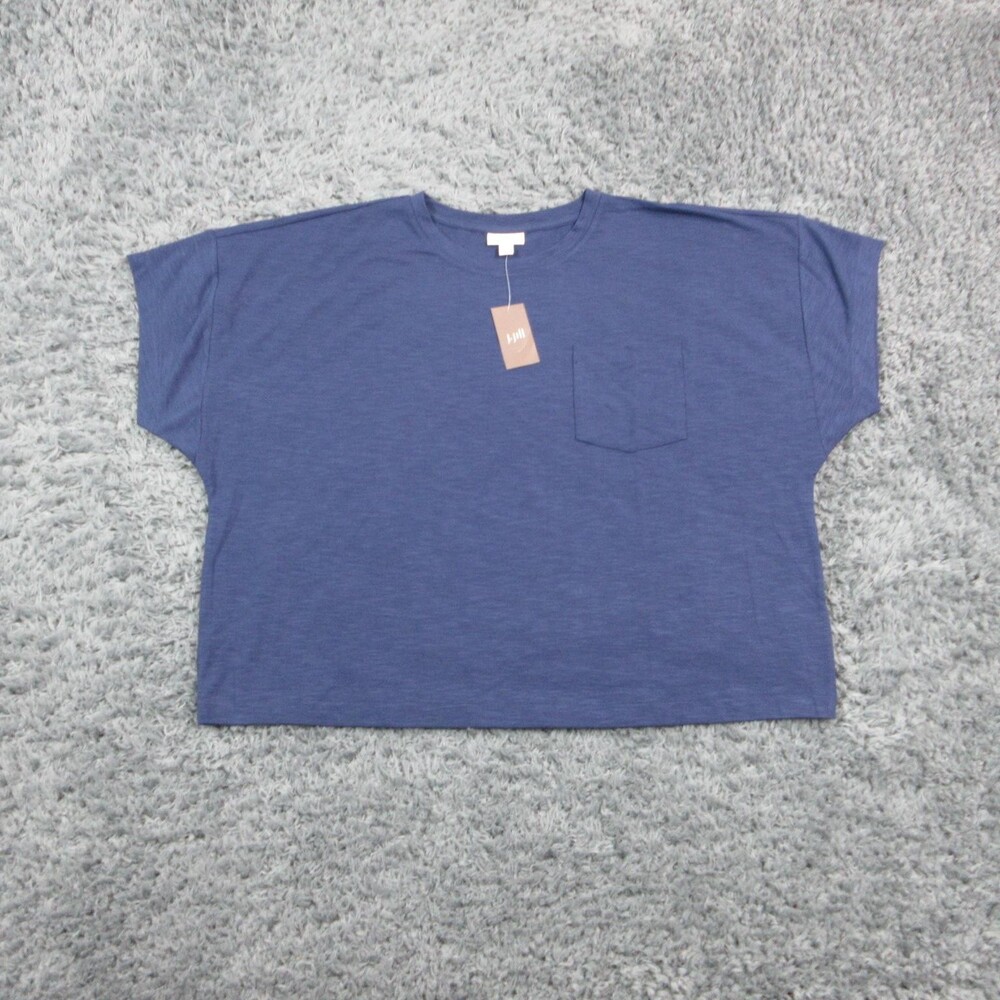 J.Jill Shirt Womens Large Blue Dolman Short Sleeve Crew Neck Stretch NWT